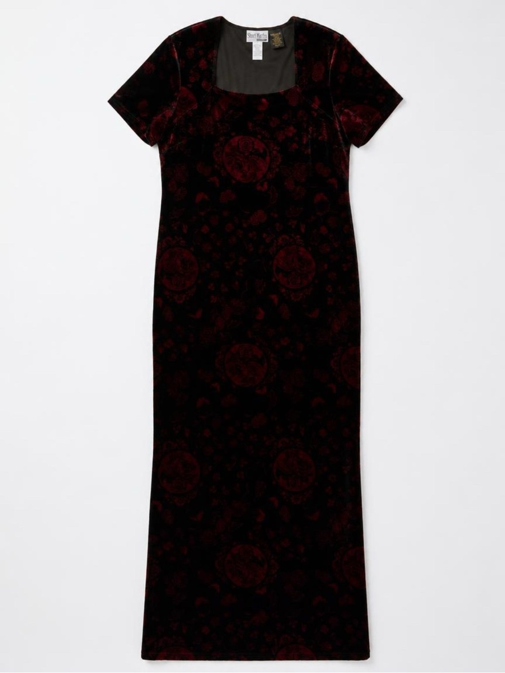 Sheri Martin Velvet Maxi Dress in Deep Burgundy Floral - Picture 3 of 4
